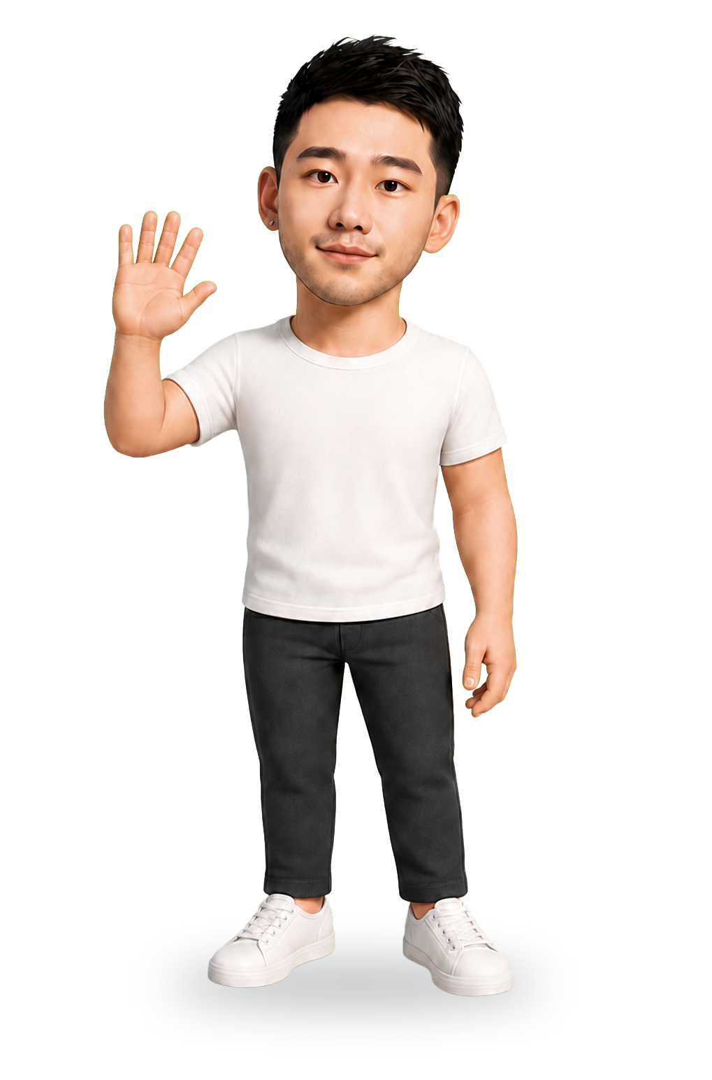 3D character illustration of Ricky waving